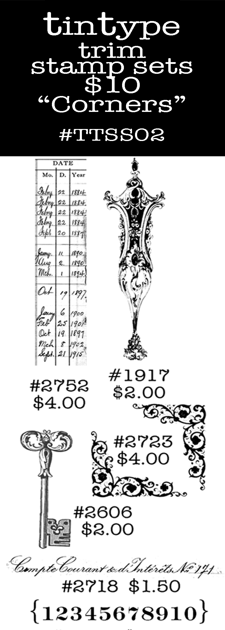 Tintype Stamp Set - Corners