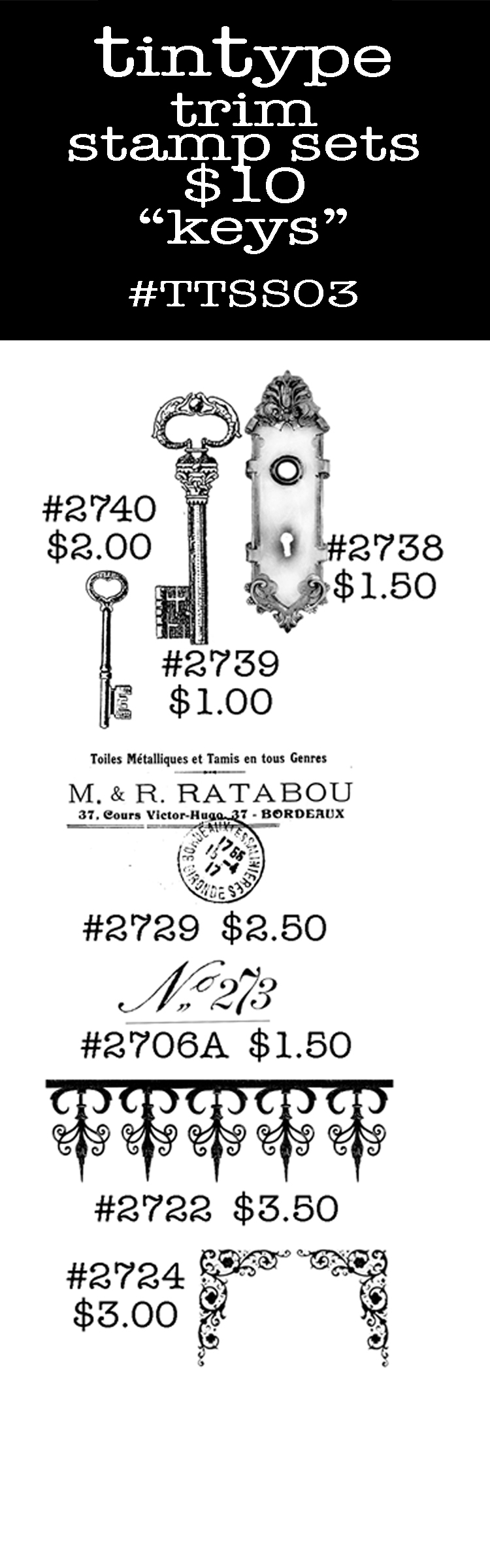 Tintype Stamp Set - Keys