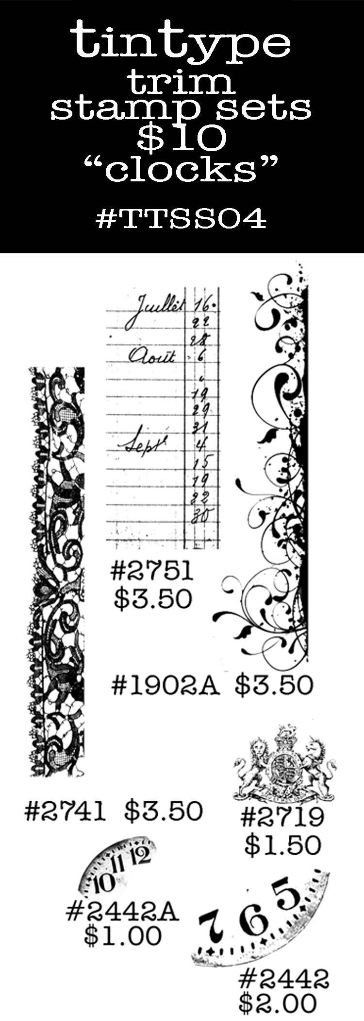 Tintype Stamp Set - Clocks