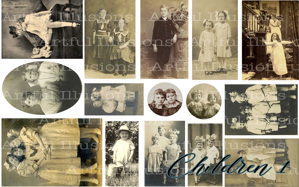 Tintype Transfer Print - Children 1