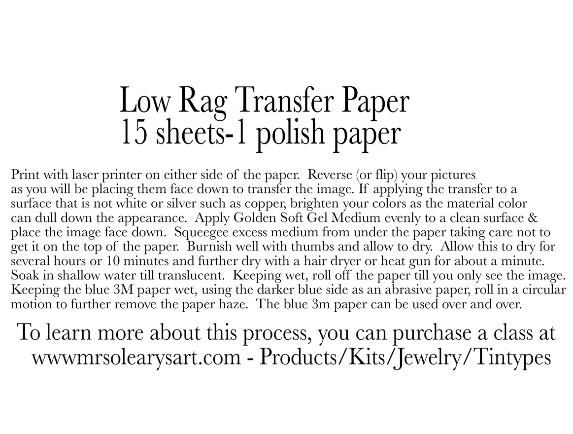 Low Rag Transfer Paper