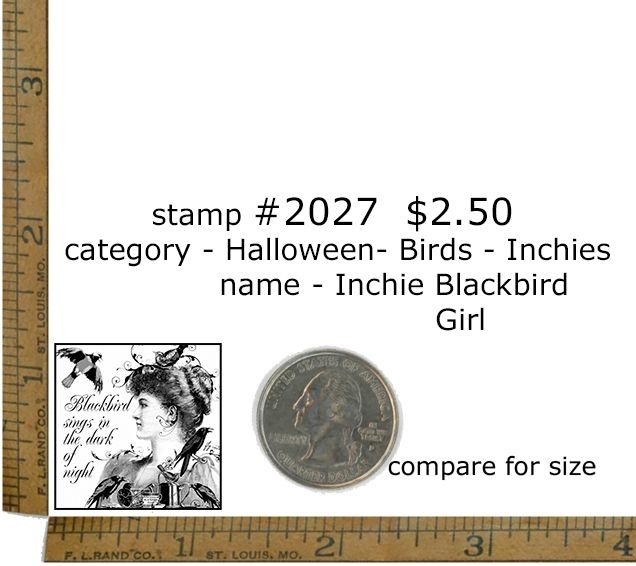 #2027 - Inchie Blackbird Girl - Halloween/Birds/Inchies