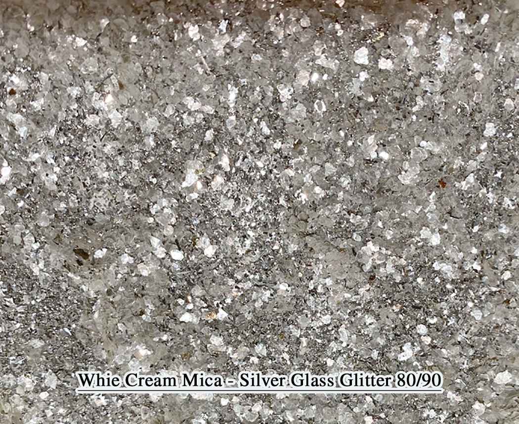 White Cream Mica - Silver Glass Glitter 80/90